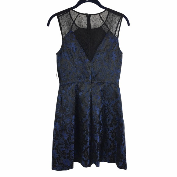 NWT Aidan by Aidan Mattox Lace Blue and Black Dress size 0 - Picture 3 of 10